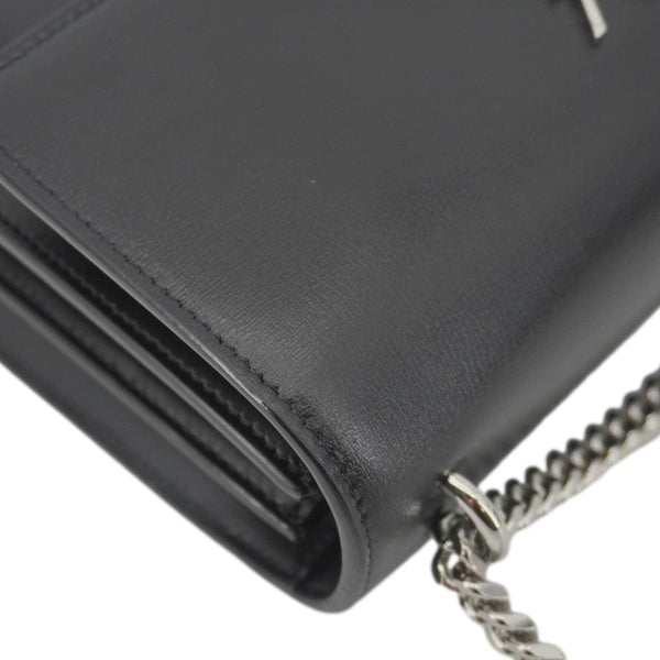 YVES SAINT LAURENT Sunset Monogram Leather Shoulder Bag Black