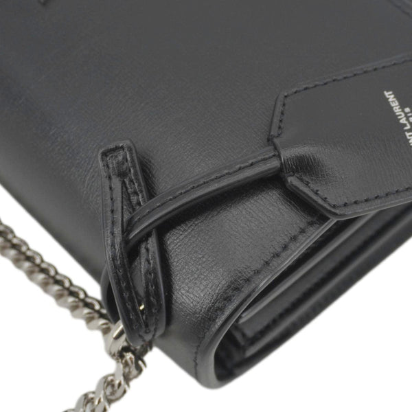 YVES SAINT LAURENT Sunset Monogram Leather Shoulder Bag Black