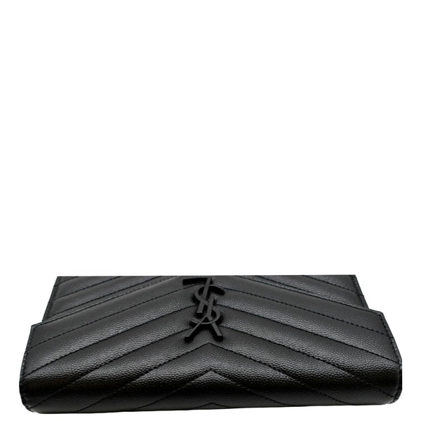 YVES SAINT LAURENT Cassandre Grain De Poudre Embossed Leather Chain Envelope Bag Black