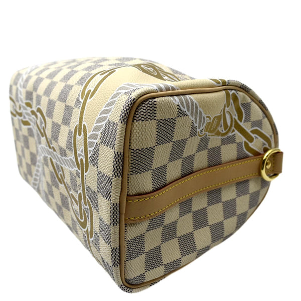 LOUIS VUITTON Nautical Speedy 25 Bandouliere Damier Azur Shoulder Bag White