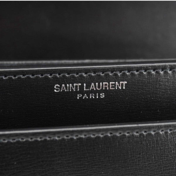 YVES SAINT LAURENT Sunset Monogram Leather Shoulder Bag Black