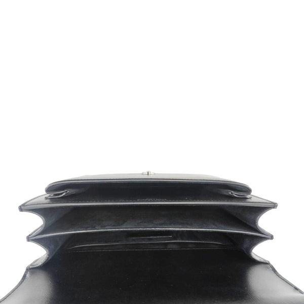 YVES SAINT LAURENT Sunset Monogram Leather Shoulder Bag Black