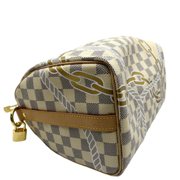 LOUIS VUITTON Nautical Speedy 25 Bandouliere Damier Azur Shoulder Bag White