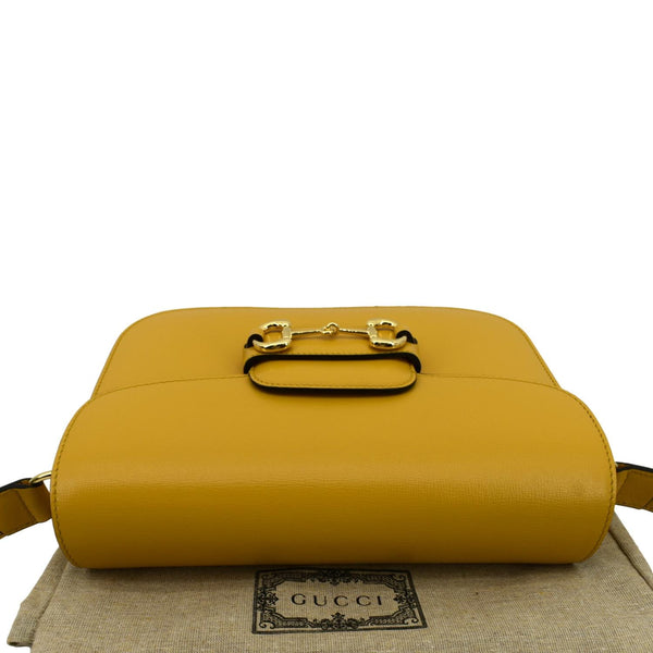 GUCCI Horsebit 1955 Leather Shoulder Bag Yellow 602204
