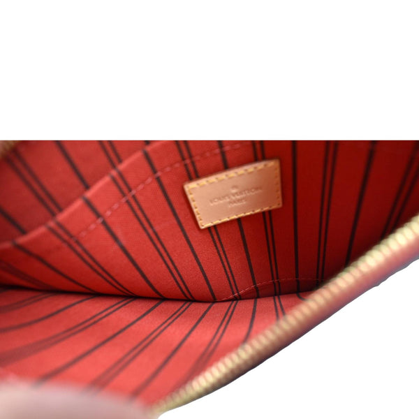 LOUIS VUITTON Neverfull MM Monogram Canvas Tote Bag Brown/Red