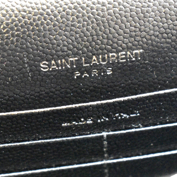 YVES SAINT LAURENT Cassandre Grain De Poudre Embossed Leather Chain Envelope Bag Black