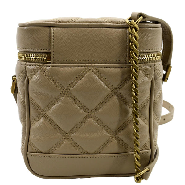 YVES SAINT LAURE 80s Quilted Grain Leather Vanity Case Beige