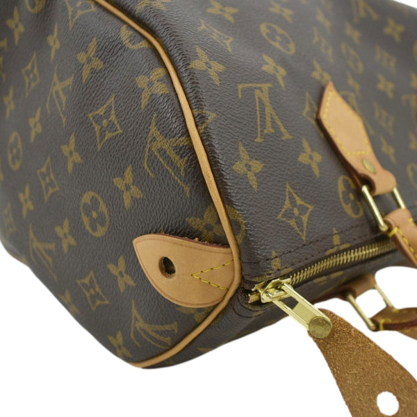 LOUIS VUITTON Speedy 30 Monogram Canvas Satchel Bag Brown