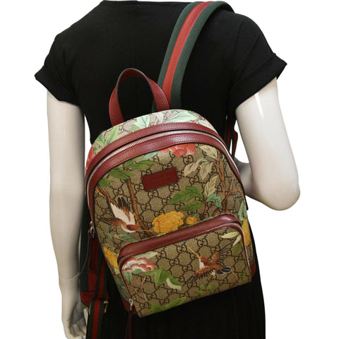 GUCCI Tian Print GG Supreme Monogram Canvas Backpack Beige 427042