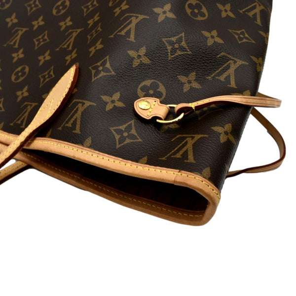 LOUIS VUITTON Neverfull MM Monogram Canvas Tote Bag Brown/Red