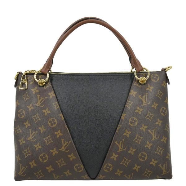 LOUIS VUITTON V Tote Monogram Canvas Leather Shoulder Bag Black