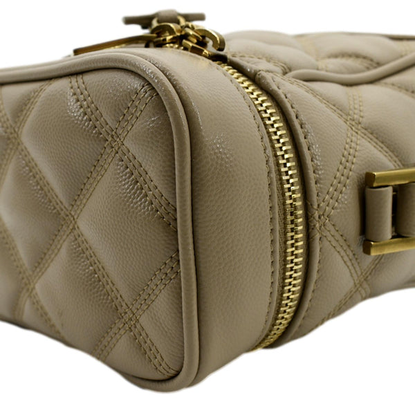 YVES SAINT LAURE 80s Quilted Grain Leather Vanity Case Beige
