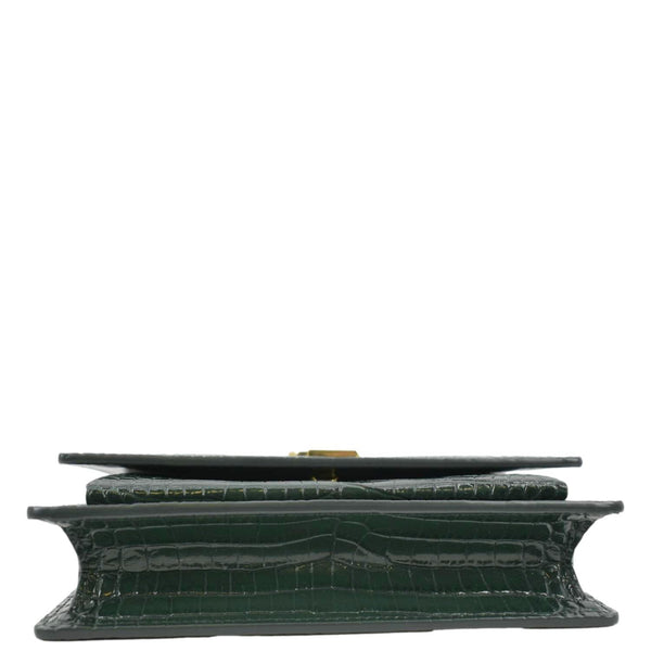 YVES SAINT LAURENT Sunset Crocodile Embossed Leather Crossbody Bag Green