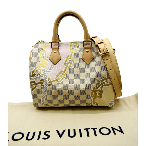 LOUIS VUITTON Nautical Speedy 25 Bandouliere Damier Azur Shoulder Bag White