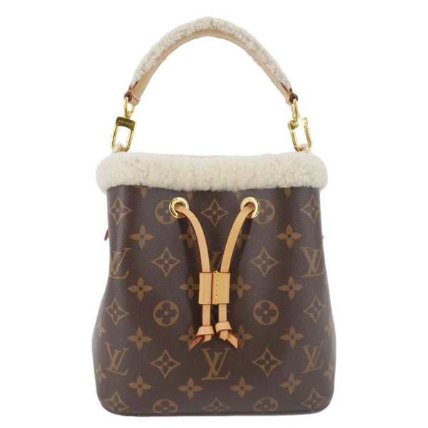 LOUIS VUITTON Neonoe BB Monogram Shearling Cozygram Shoulder Bag Brown