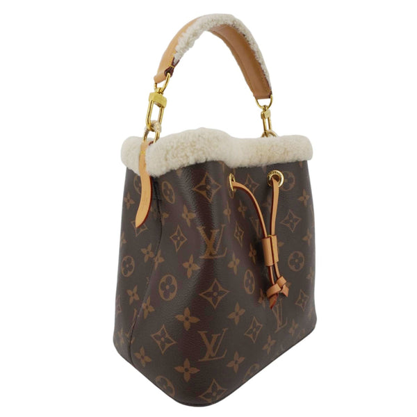 LOUIS VUITTON Neonoe BB Monogram Shearling Cozygram Shoulder Bag Brown