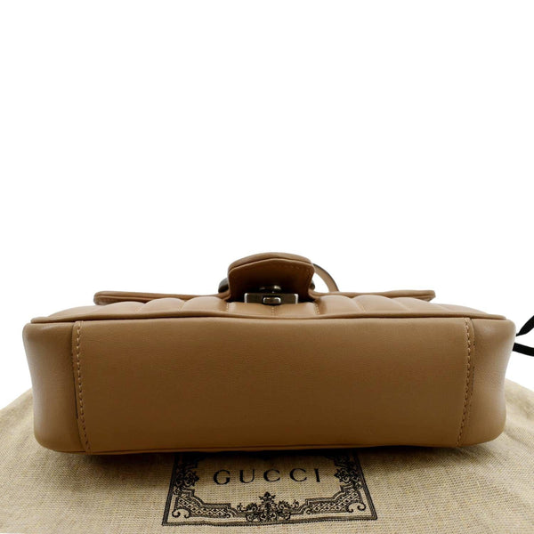 Gucci GG Marmont Mini Leather Shoulder Bag Beige Color - Bottom