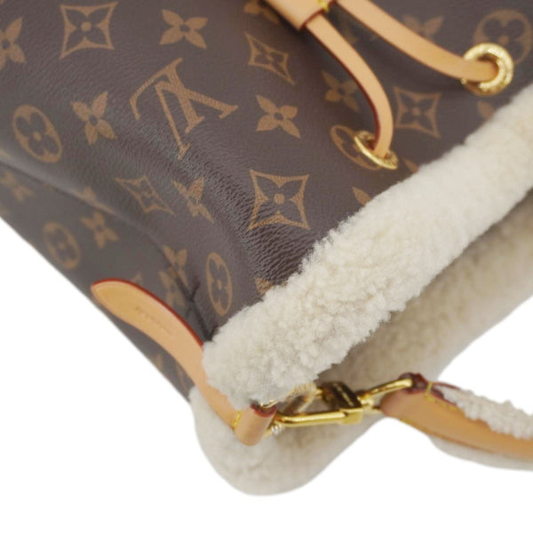 LOUIS VUITTON Neonoe BB Monogram Shearling Cozygram Shoulder Bag Brown
