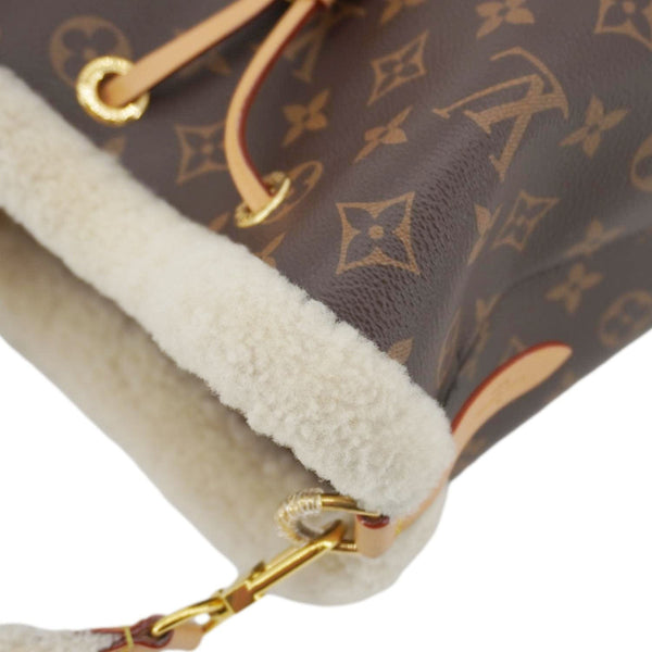 LOUIS VUITTON Neonoe BB Monogram Shearling Cozygram Shoulder Bag Brown