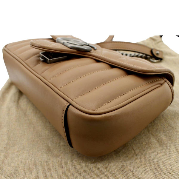 Gucci GG Marmont Mini Leather Shoulder Bag Beige Color