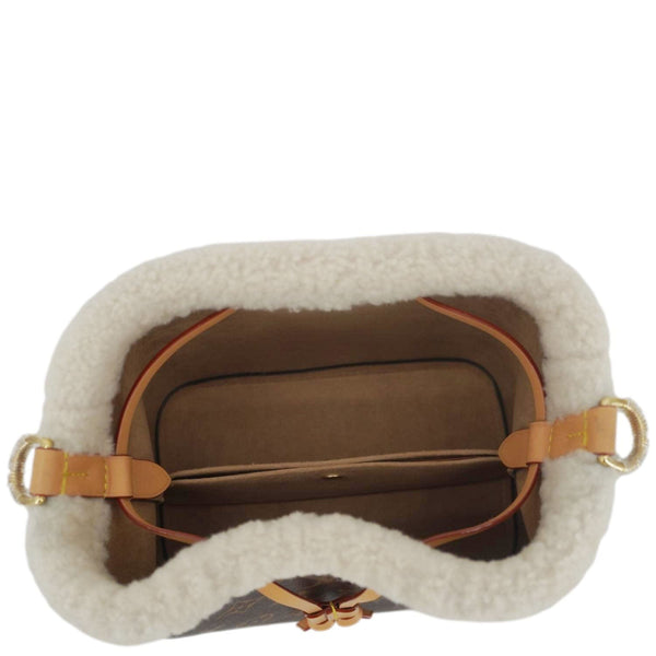 LOUIS VUITTON Neonoe BB Monogram Shearling Cozygram Shoulder Bag Brown
