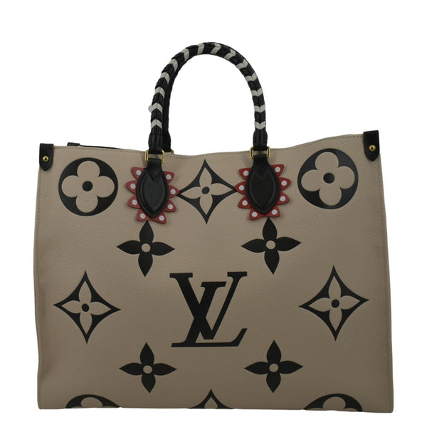 LOUIS VUITTON Onthego GM Crafty Monogram Giant Empreinte Tote Bag Creme