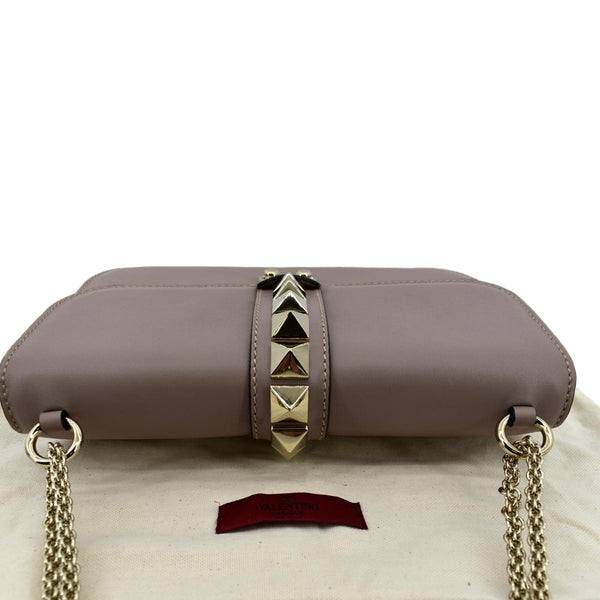 VALENTINO Glam Lock Rockstud Flap Medium Leather Crossbody Bag Nude