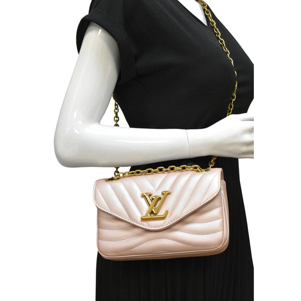 LOUIS VUITTON New Wave PM Quilted Leather Chain Crossbody Bag Rose Blossom