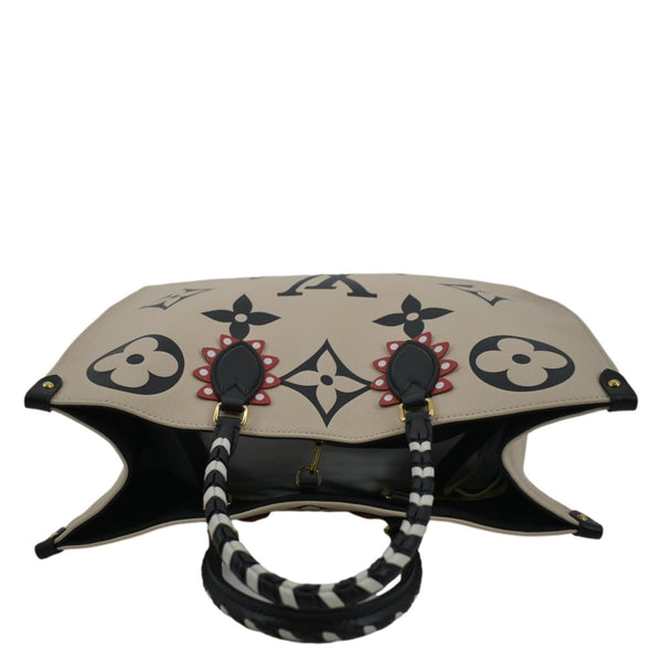 LOUIS VUITTON Onthego GM Crafty Monogram Giant Empreinte Tote Bag Creme