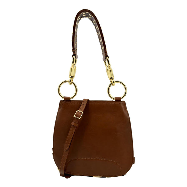 BURBERRY Bridle Pony Hair Leather Shoulder Bag Tan