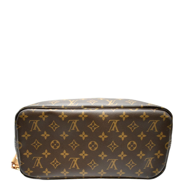 LOUIS VUITTON Neverfull MM Monogram Canvas Tote Bag Brown/Red
