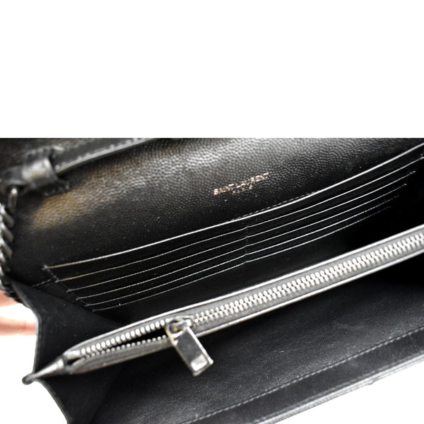 YVES SAINT LAURENT Cassandre Matelasse Chain Wallet Crossbody Bag Black