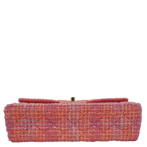 CHANEL Rectangular Flap Medium Quilted Tweed Shoulder Bag Pink