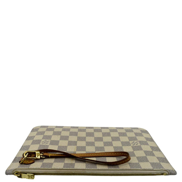 LOUIS VUITTON Neverfull GM Damier Azur Pochette Wristlet Pouch White
