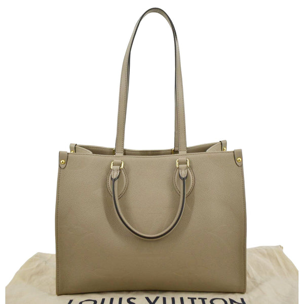 LOUIS VUITTON Onthego MM Giant Monogram Empreinte Leather Tote Shoulder Bag Tourterelle Beige