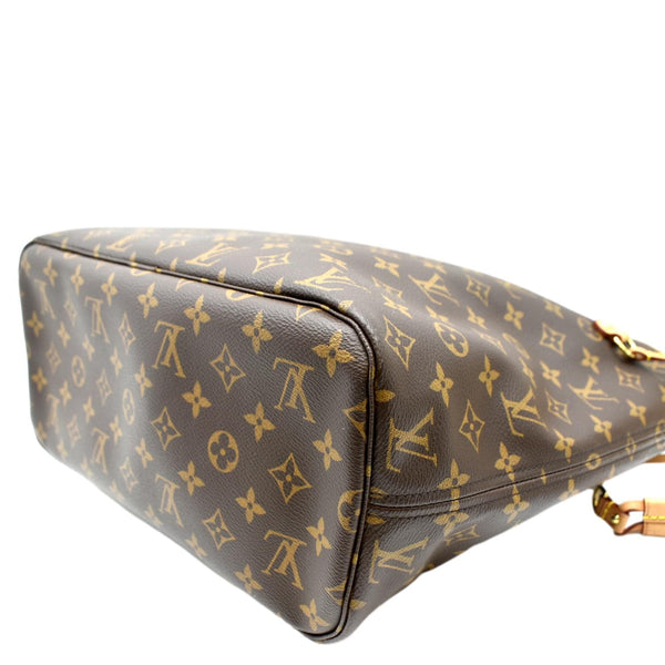 LOUIS VUITTON Neverfull MM Monogram Canvas Tote Bag Brown/Red