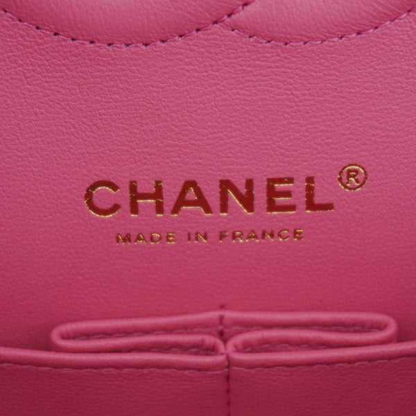 CHANEL Rectangular Flap Medium Quilted Tweed Shoulder Bag Pink