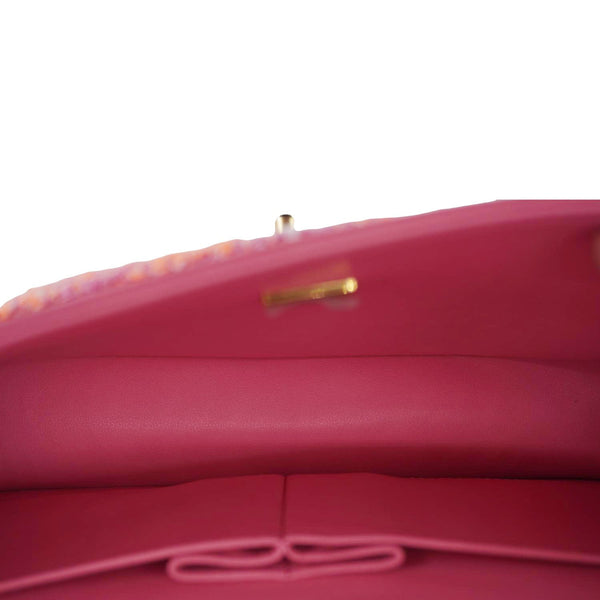 CHANEL Rectangular Flap Medium Quilted Tweed Shoulder Bag Pink