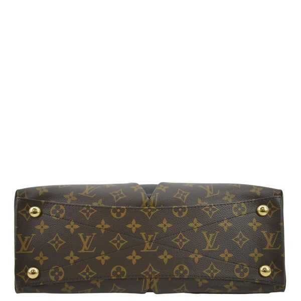 LOUIS VUITTON V Tote Monogram Canvas Leather Shoulder Bag Black