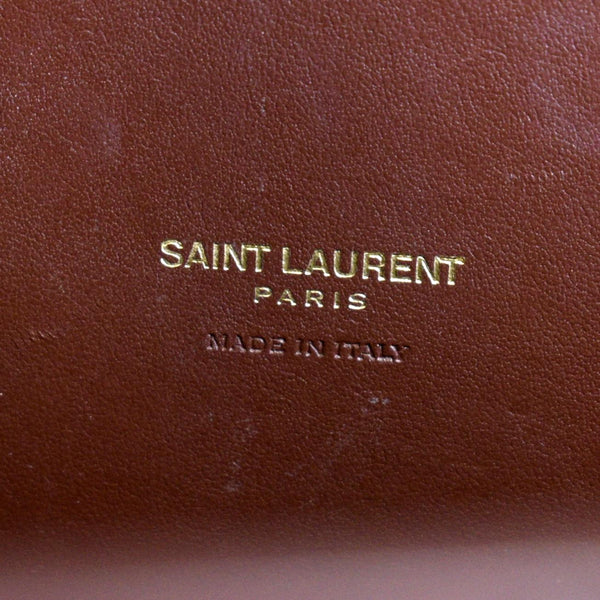 YVES SAINT LAURENT Sac de Jour Embossed Leather Satchel Bag Chocolate Brown
