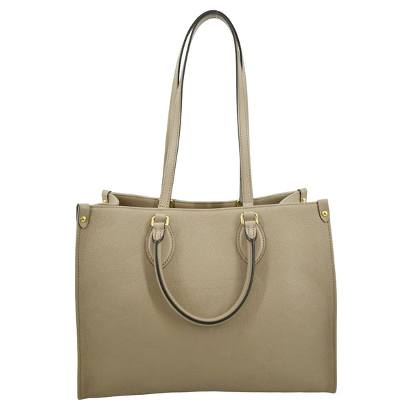 LOUIS VUITTON Onthego MM Giant Monogram Empreinte Leather Tote Shoulder Bag Tourterelle Beige