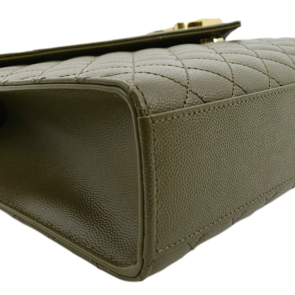 YVES SAINT LAURENT Large Envelope Flap Matelasse Leather Shoulder Bag Khaki Green