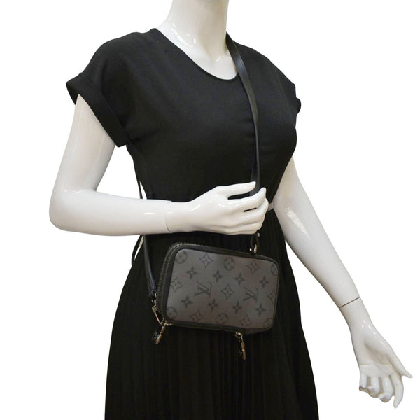 LOUIS VUITTON Double Monogram Eclipse Phone Pouch Black