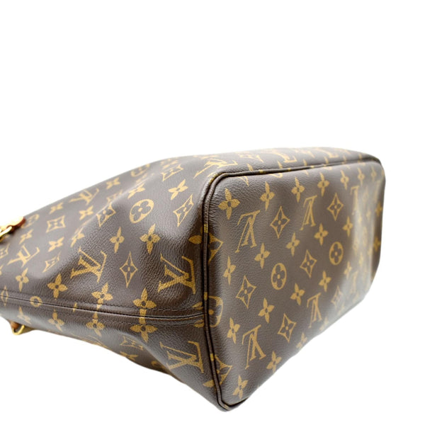 LOUIS VUITTON Neverfull MM Monogram Canvas Tote Bag Brown/Red