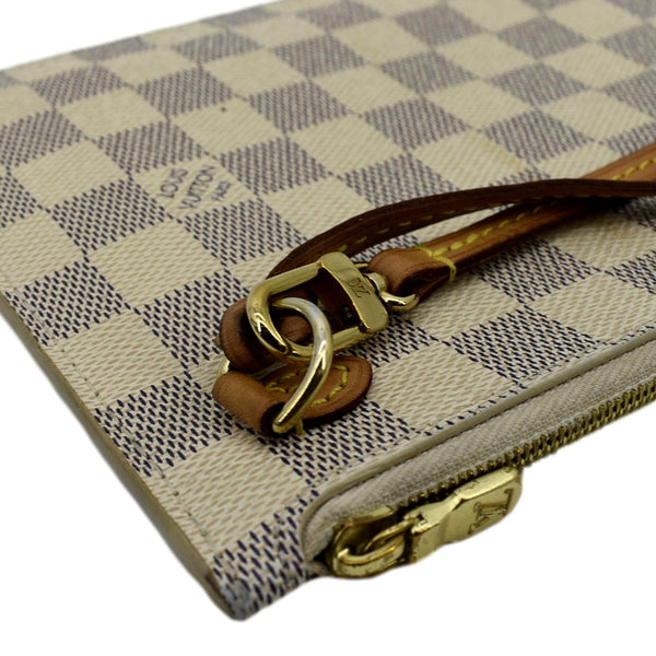 LOUIS VUITTON Neverfull GM Damier Azur Pochette Wristlet Pouch White