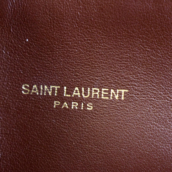 YVES SAINT LAURENT Sac de Jour Embossed Leather Satchel Bag Chocolate Brown