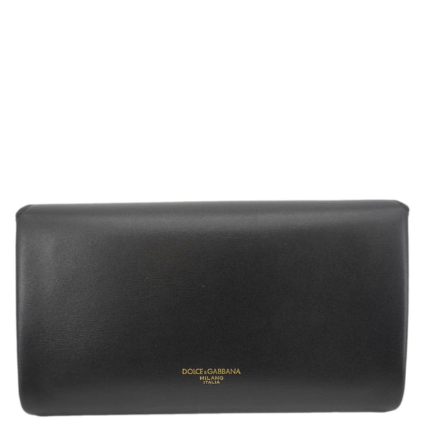 DOLCE & GABBANA Marlene Calfskin Leather Wallet Shoulder Bag Black