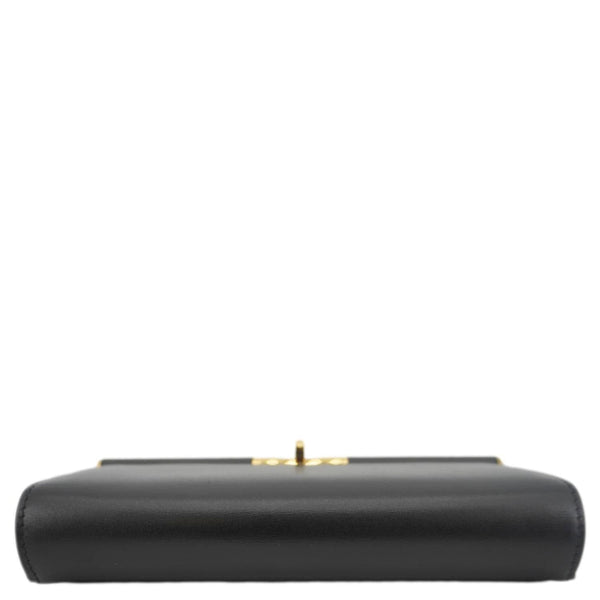 DOLCE & GABBANA Marlene Calfskin Leather Wallet Shoulder Bag Black