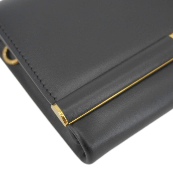 DOLCE & GABBANA Marlene Calfskin Leather Wallet Shoulder Bag Black