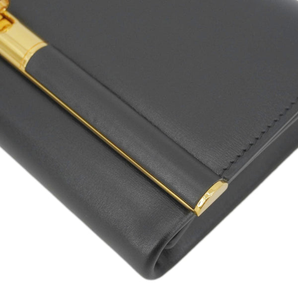 DOLCE & GABBANA Marlene Calfskin Leather Wallet Shoulder Bag Black